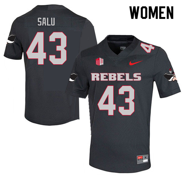 Women #43 Malakai Salu UNLV Rebels College Football Jerseys Sale-Charcoal